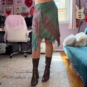 Vintage Y2K tie dye boho fairycore midi skirt